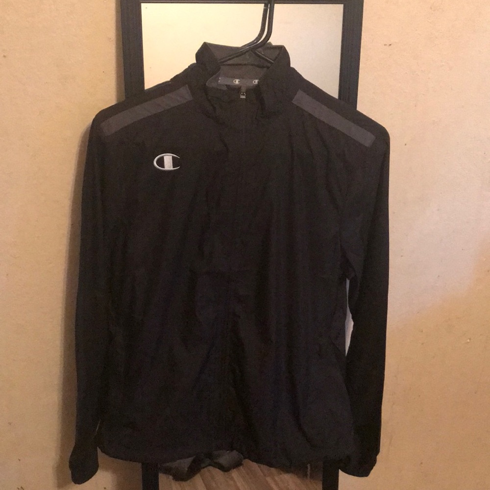 Lightweight black rain jacket